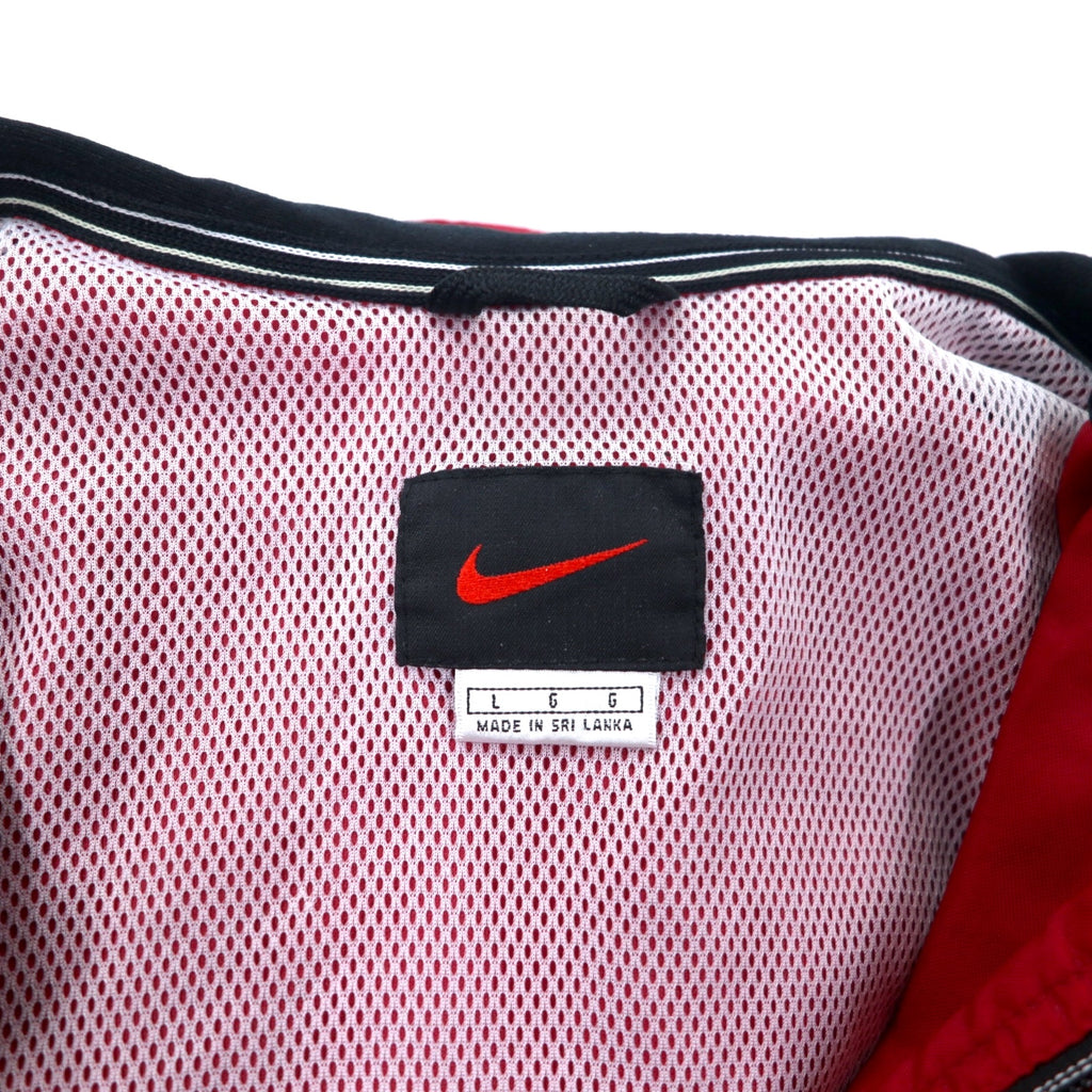 NIKE 90s Anorak Parka L Red Nylon Retractable Hood Black Tag Big Size
