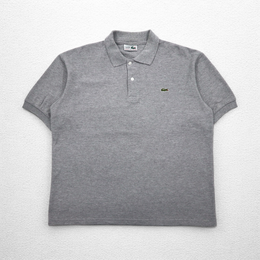 CHEMISE LACOSTE Made in France 70s French Lacoste Polo Shirt 2XL Grey Pique Single Logo