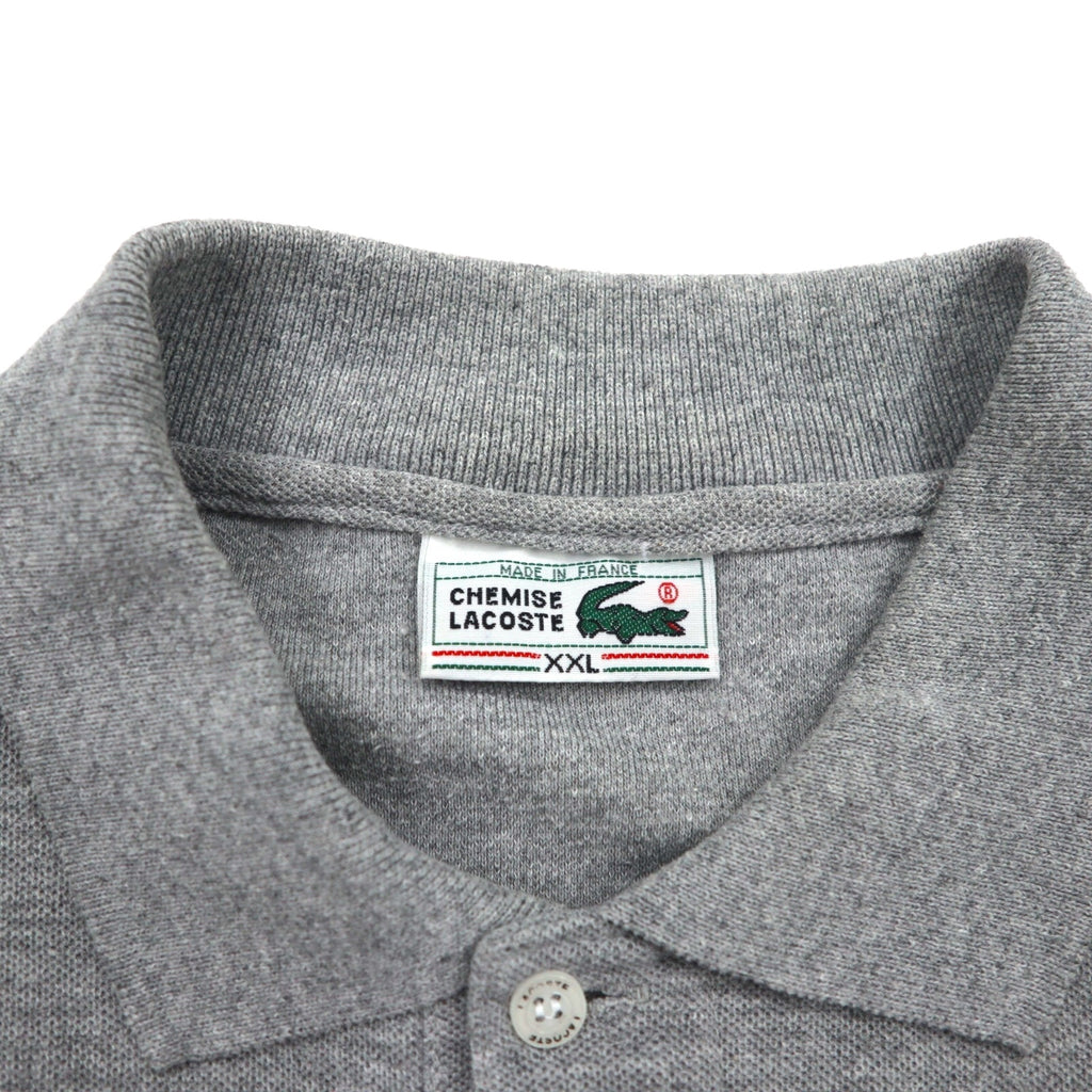 CHEMISE LACOSTE Made in France 70s French Lacoste Polo Shirt 2XL Grey Pique Single Logo