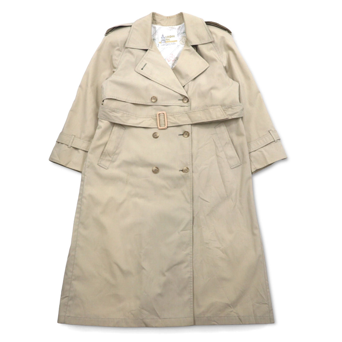 LONDON FOG 90s USA made trench coat, XL, beige, polyester, cotton, floral lining
