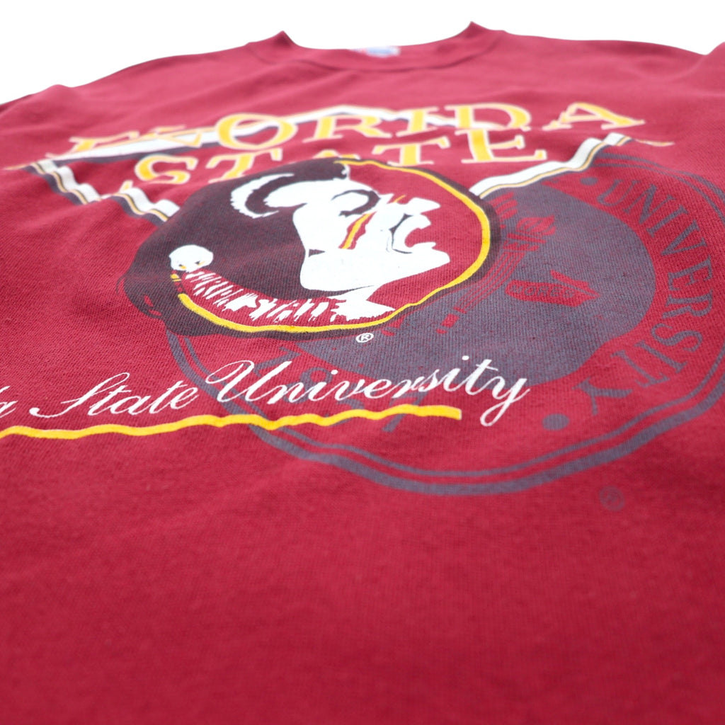 Hanes USA Made 90s College Print Sweatshirt XL Bordeaux Cotton FLORIDA STATE