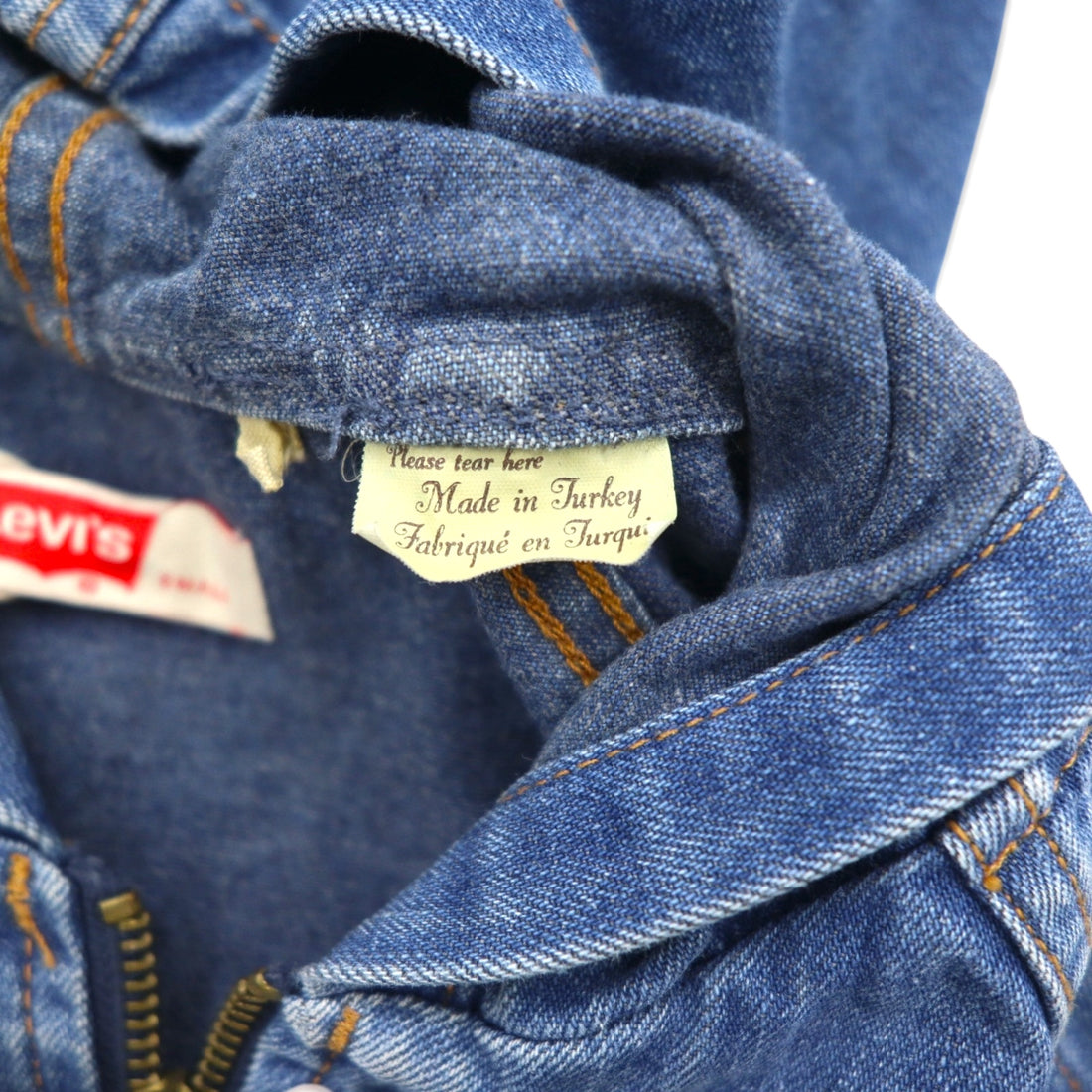 LEVI'S VINTAGE CLOTHING (LVC) Denim Hooded Jacket, Size M, Orange Tab Hooded Jacket A2217-0000, Unused, Talon Zip, Large Pentagonal Design, ARCHIVES