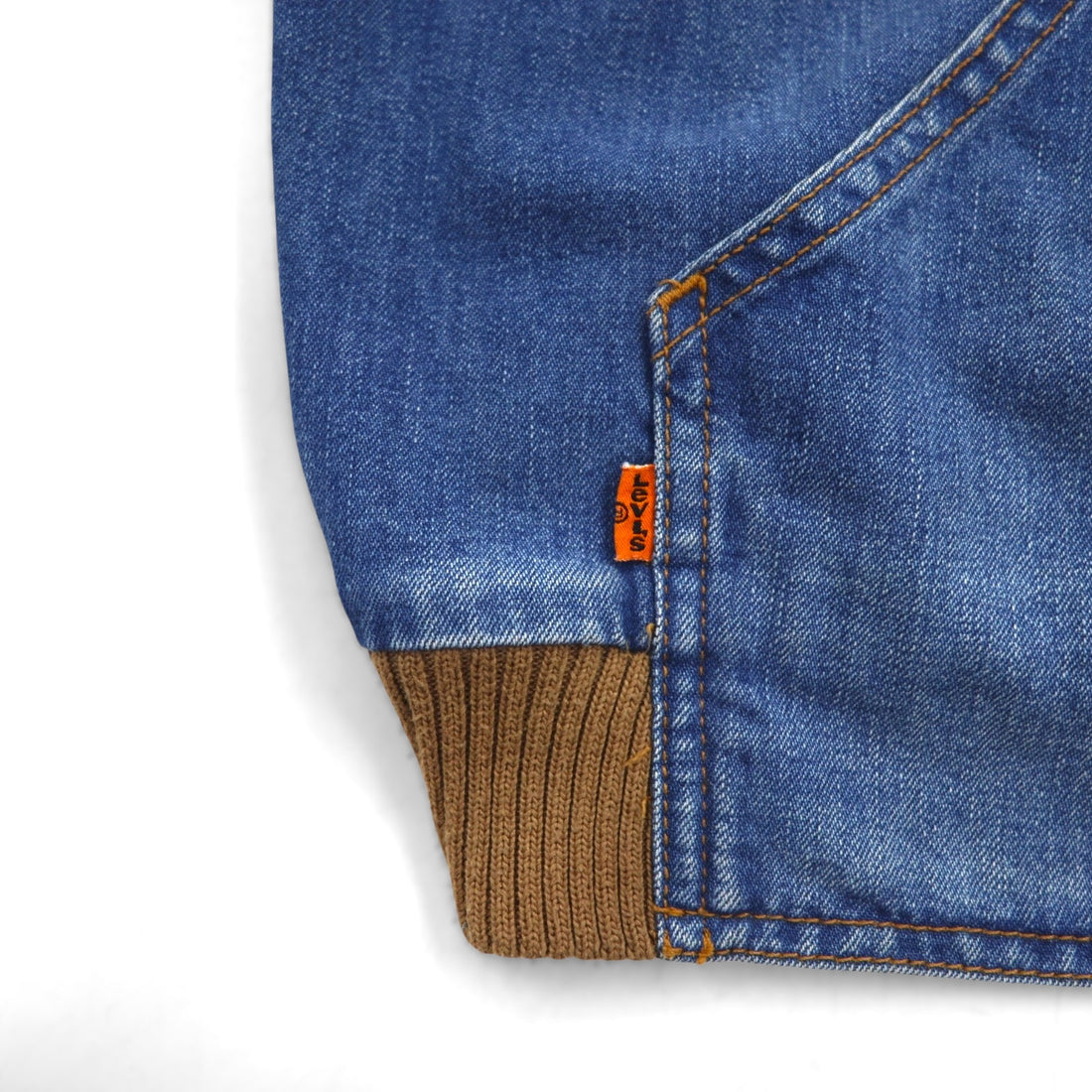 LEVI'S VINTAGE CLOTHING (LVC) Denim Hooded Jacket, Size M, Orange Tab Hooded Jacket A2217-0000, Unused, Talon Zip, Large Pentagonal Design, ARCHIVES