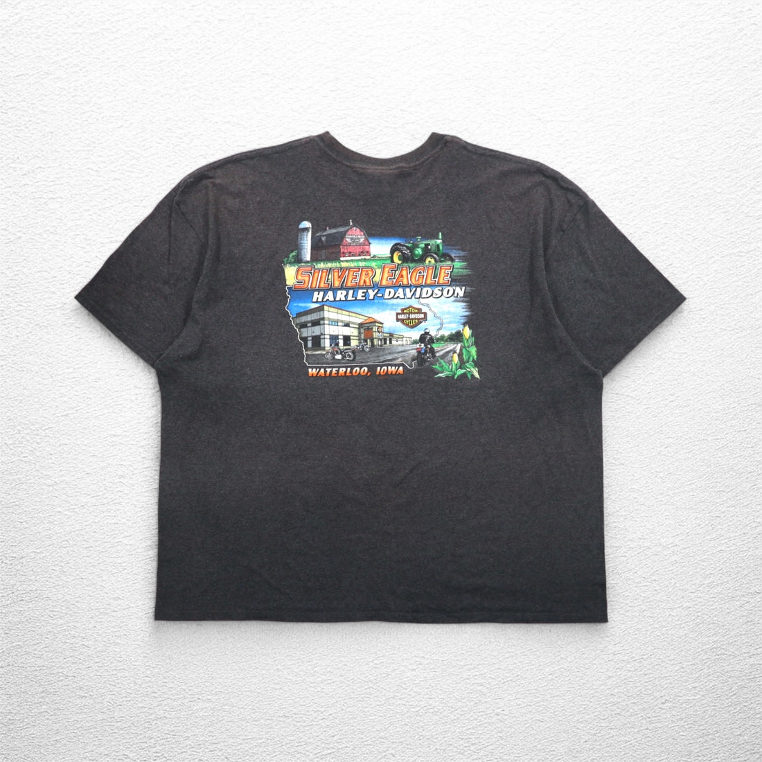 HARLEY DAVIDSON Double-sided Print T-Shirt 3XL Grey SILVER EAGLE Made in Nicaragua