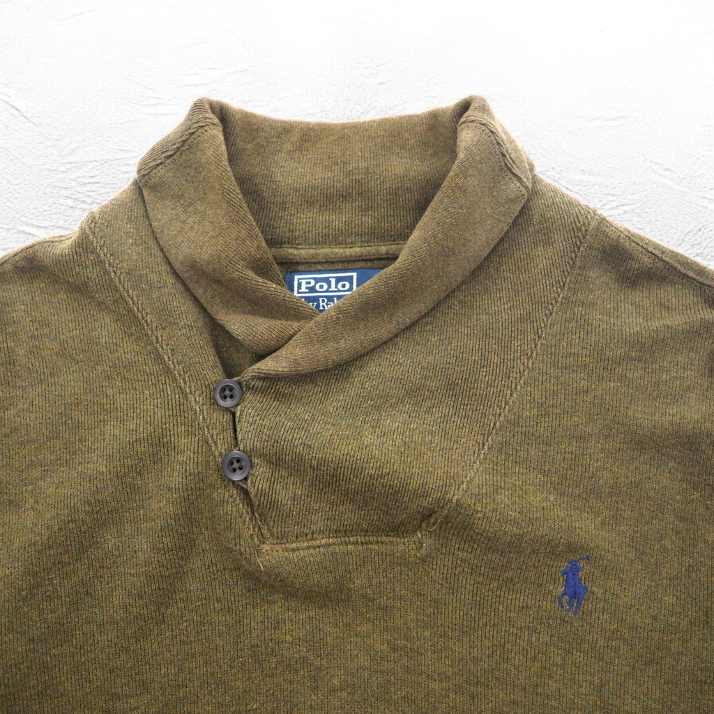 Polo by Ralph Lauren ショールカラー スウェット S カーキ コットン スモールポニー刺繍
