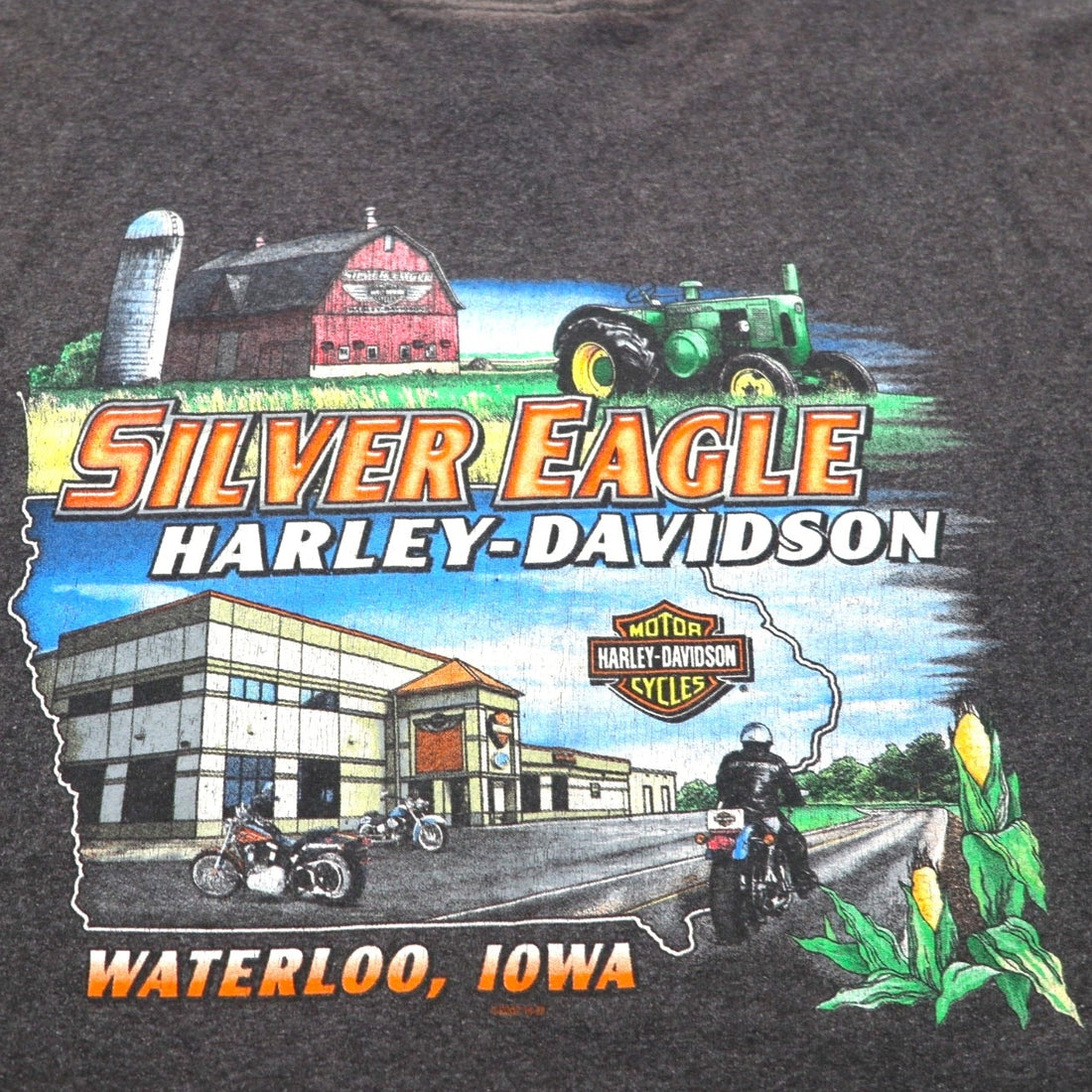 HARLEY DAVIDSON Double-sided Print T-Shirt 3XL Grey SILVER EAGLE Made in Nicaragua