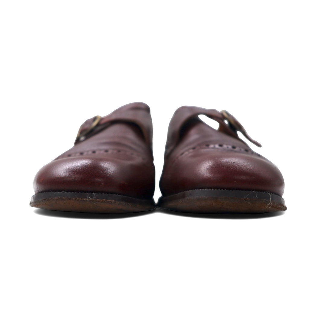 SAGRIPANTI Italian made monk strap straight tip shoes 27cm brown leather