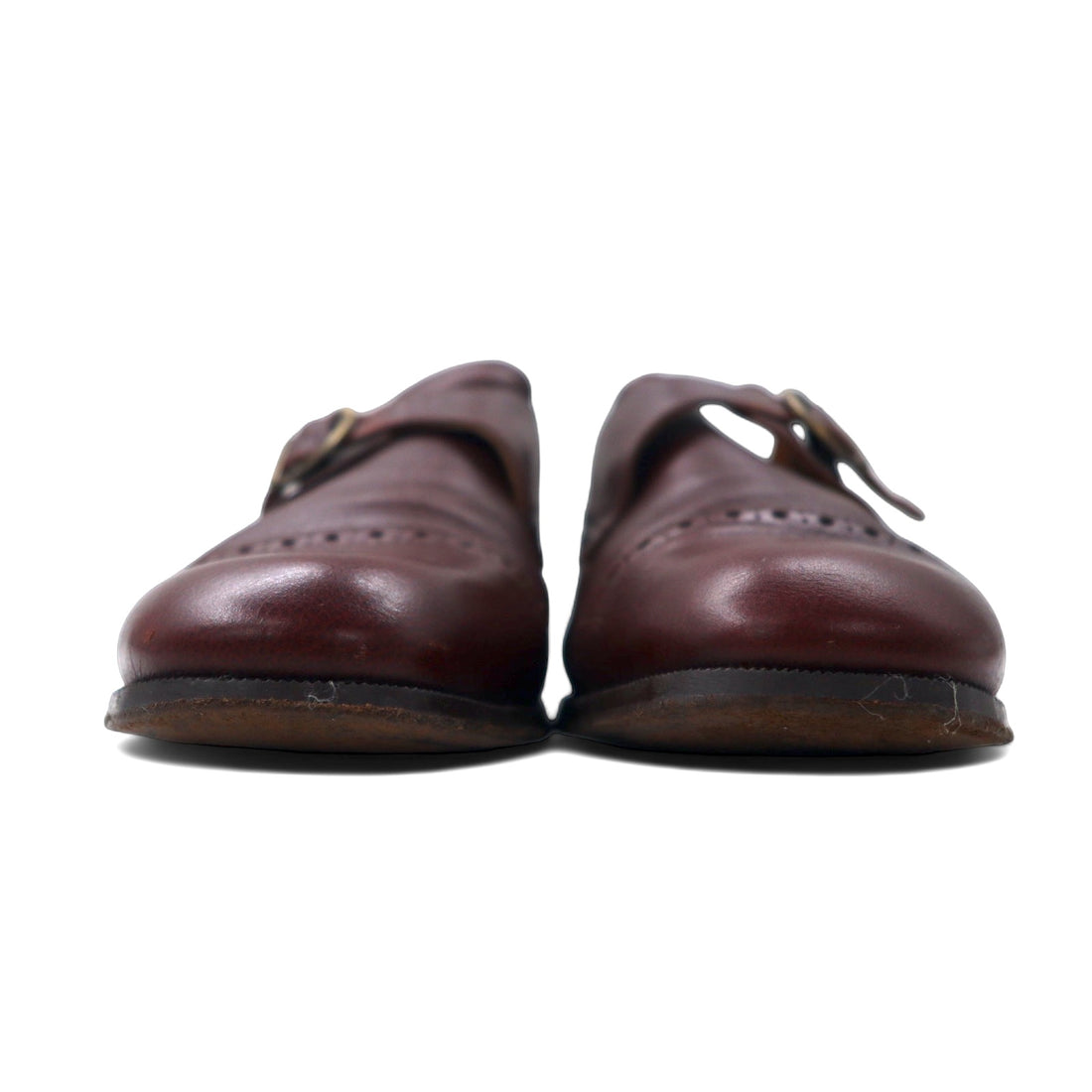 SAGRIPANTI Italian made monk strap straight tip shoes 27cm brown leather