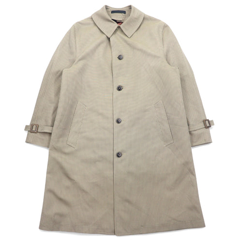 日本然リトテ-古着オンライン-80年代 Neiman-Marcus グレンチェック ステンカラーコート 40 グレー ベージュ RASCHEL WARP KNIT-80's Neiman-Marcus Checked Coat 40 Gray Beige RASCHEL WARP KNIT