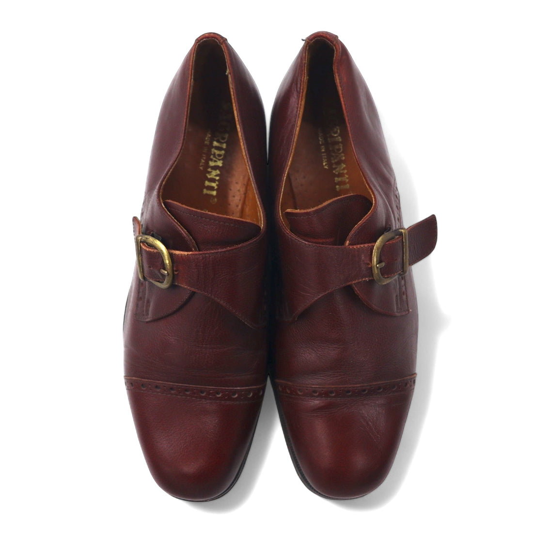 SAGRIPANTI Italian made monk strap straight tip shoes 27cm brown leather
