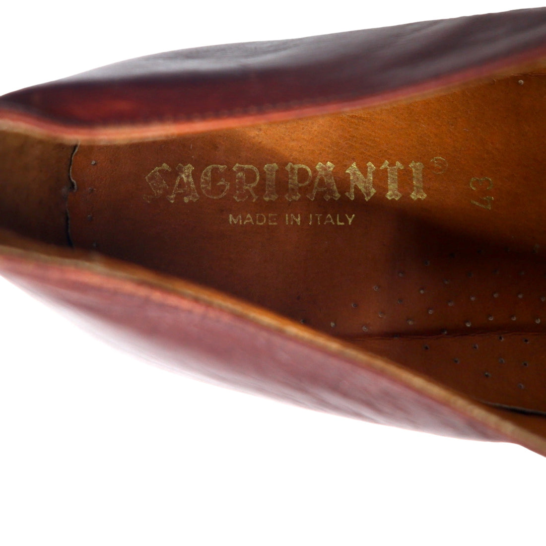 SAGRIPANTI Italian made monk strap straight tip shoes 27cm brown leather