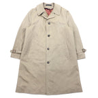 80s Neiman-Marcus Glen Check Balmacaan Coat Size 40 Gray Beige RASCHEL WARP KNIT