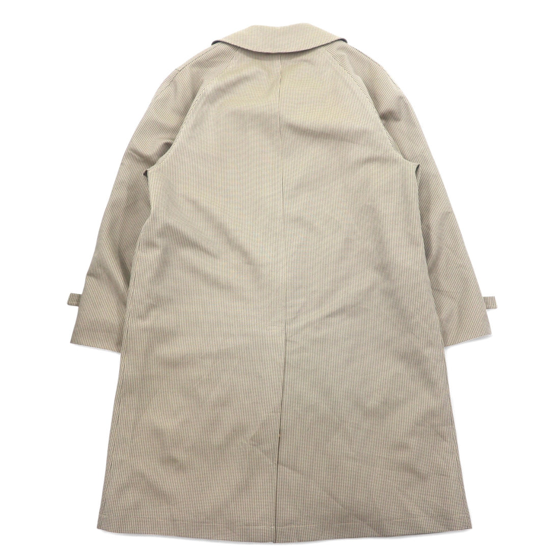 80s Neiman-Marcus Glen Check Balmacaan Coat Size 40 Gray Beige RASCHEL WARP KNIT