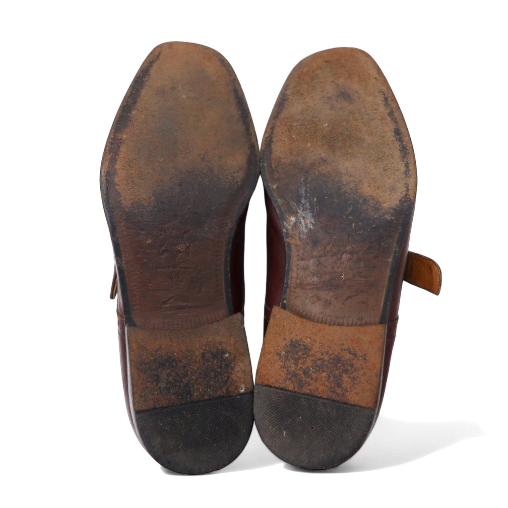 SAGRIPANTI Italian made monk strap straight tip shoes 27cm brown leather