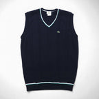 LACOSTE フランス製 チルデンニット Vネック ベスト L ネイビー ケーブル編み アイビー