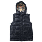 BURBERRY 2WAY ダウンジャケット ダウンベスト S ブラック ナイロン フード着脱式 袖着脱式 ワンポイントロゴ刺繍 裏地ノバチェック