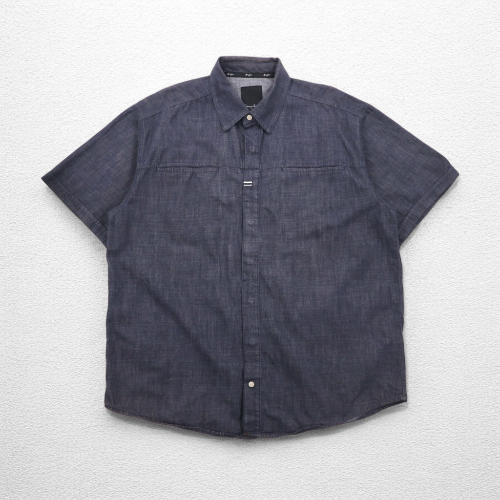 Sean John 00年代 半袖 ブラックデニムシャツ 3XL コットン スナップボタン