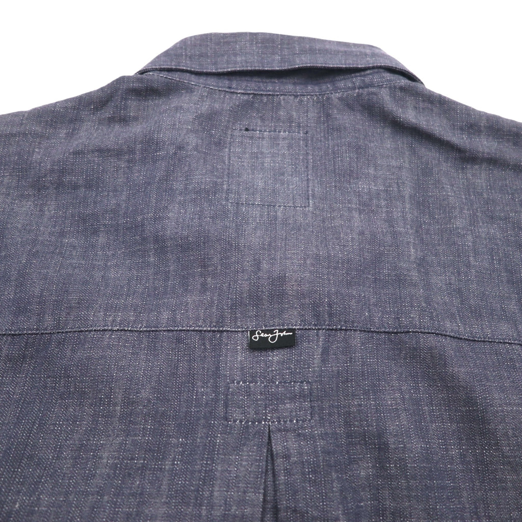 Sean John 00年代 半袖 ブラックデニムシャツ 3XL コットン スナップボタン