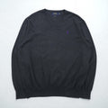 Polo Ralph Lauren V-neck Pima cotton knit sweater, size L, gray, with small pony embroidery