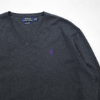 Polo Ralph Lauren V-neck Pima cotton knit sweater, size L, gray, with small pony embroidery