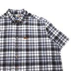 carhartt 半袖 ボタンダウンシャツ XXL グレー チェック コットン ビッグサイズ