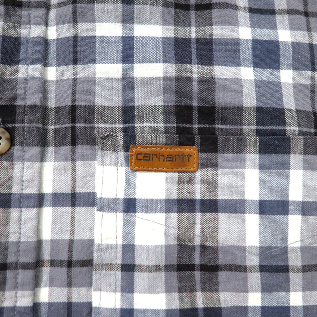 carhartt 半袖 ボタンダウンシャツ XXL グレー チェック コットン ビッグサイズ