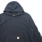 Carhartt ORIGINAL FIT プルオーバーパーカー 2XL ブラック コットン 裏起毛 袖ロゴ MIDWEIGHT HOODED LOGO SWEATSHIRT K288 メキシコ製
