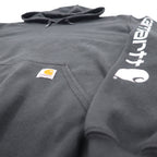 Carhartt ORIGINAL FIT プルオーバーパーカー 2XL ブラック コットン 裏起毛 袖ロゴ MIDWEIGHT HOODED LOGO SWEATSHIRT K288 メキシコ製