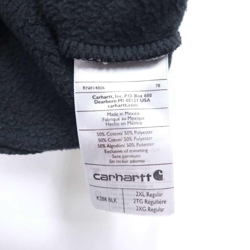 Carhartt ORIGINAL FIT プルオーバーパーカー 2XL ブラック コットン 裏起毛 袖ロゴ MIDWEIGHT HOODED LOGO SWEATSHIRT K288 メキシコ製