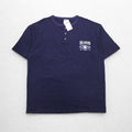 USA製 90年代 COTTON DELUXE シングルステッチ ヘンリーネック Tシャツ 2XL ネイビー ボーダー BRANSON 未使用品