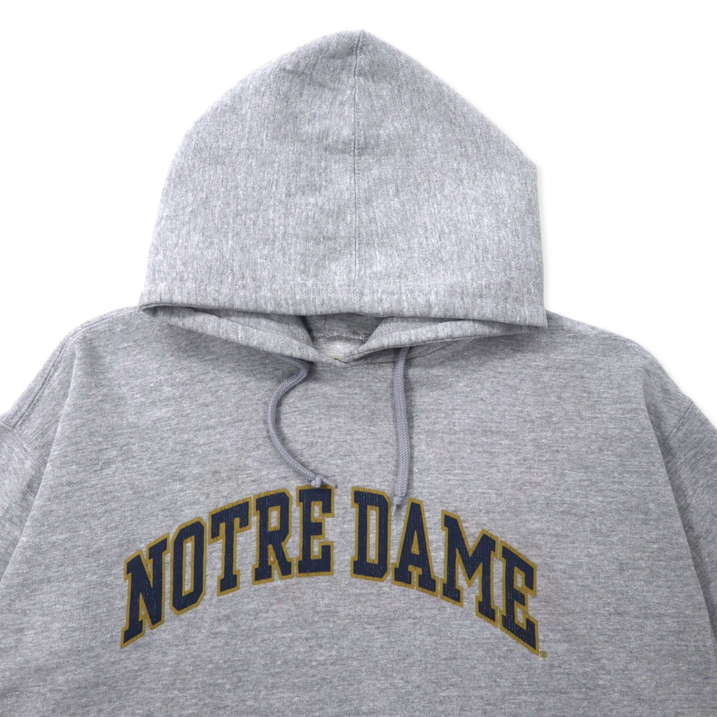 STEVE AND BARRY'S Heavyweight College Print Pullover Hoodie L Grey Cotton Paki Cotton NOTRE DAME Big Size