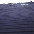 USA製 90年代 COTTON DELUXE シングルステッチ ヘンリーネック Tシャツ 2XL ネイビー ボーダー BRANSON 未使用品