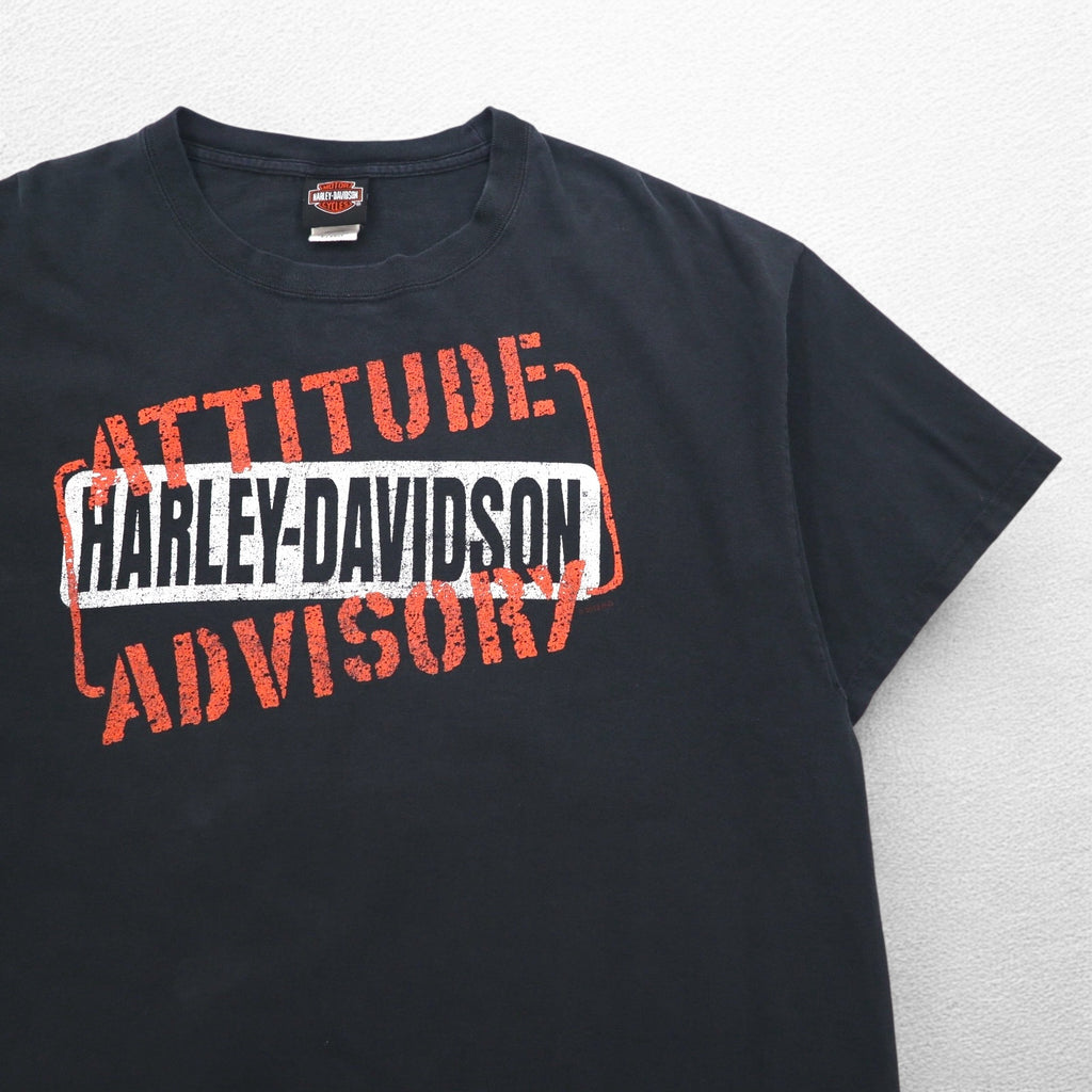 HARLEY DAVIDSON Double-sided Print T-Shirt XL Black Hanes BEEFY-T Made in Honduras