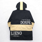 90年代 DON PELIENO フーデッド ナイロンジャケット コート XL ブラック 異素材切替え