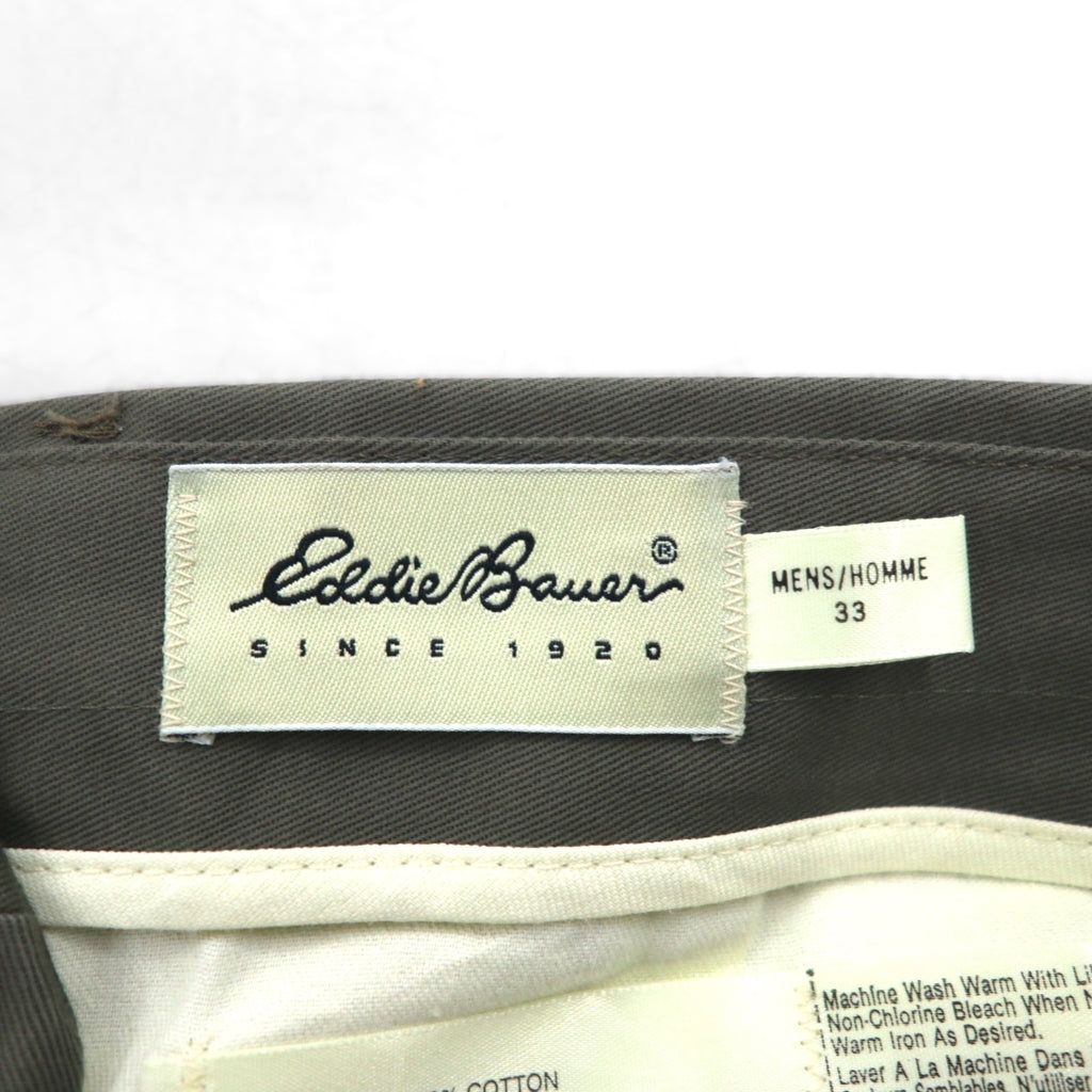 Eddie Bauer 90年代 USA製 2タック ワイド チノ スラックス パンツ M ベージュ コットン