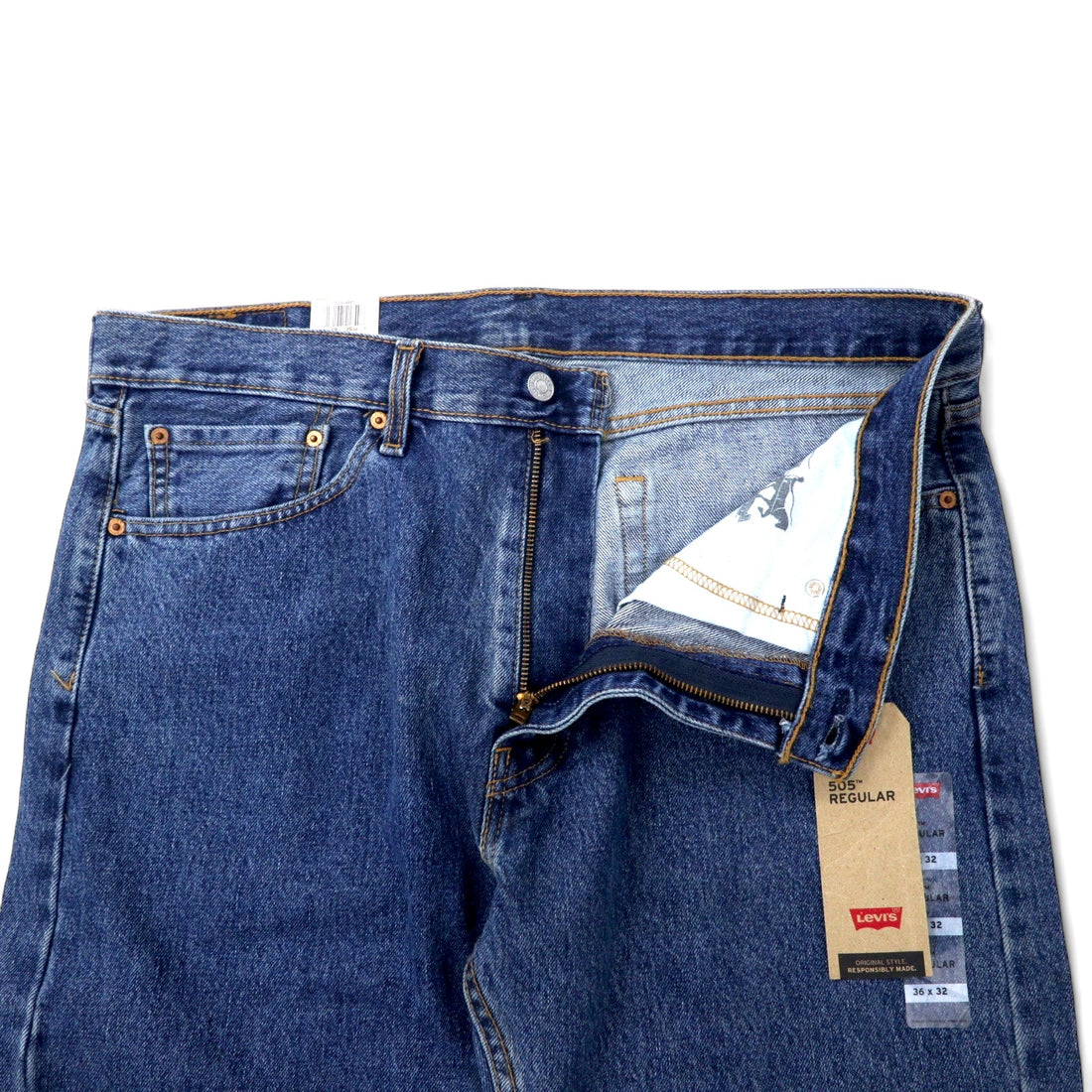 Levi's 505 Regular Straight Denim Pants Size 36 Blue Cotton Zipper Fly Unworn