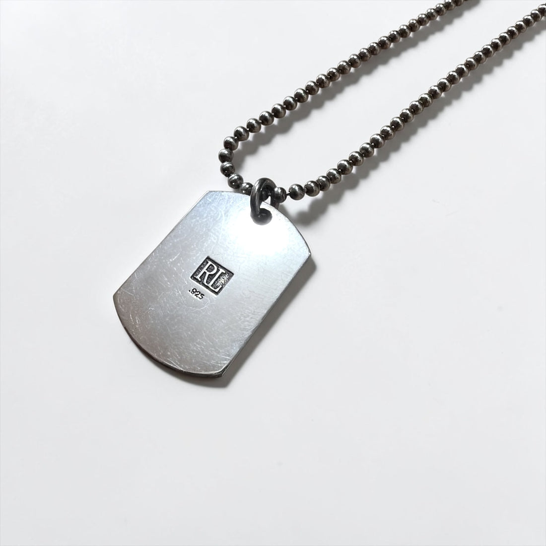 Polo Ralph Lauren Sterling Silver 925 Dog Tag Necklace Ball Chain Pony Logo RL Hallmark Vintage