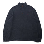 日本然リトテ-古着オンライン-POLO RALPH LAUREN ハーフジップ スウェット XL グレー コットン スモールポニー 刺繍-POLO RALPH LAUREN Half Zip Sweatshirt XL Gray Cotton Small Pony Embroidery