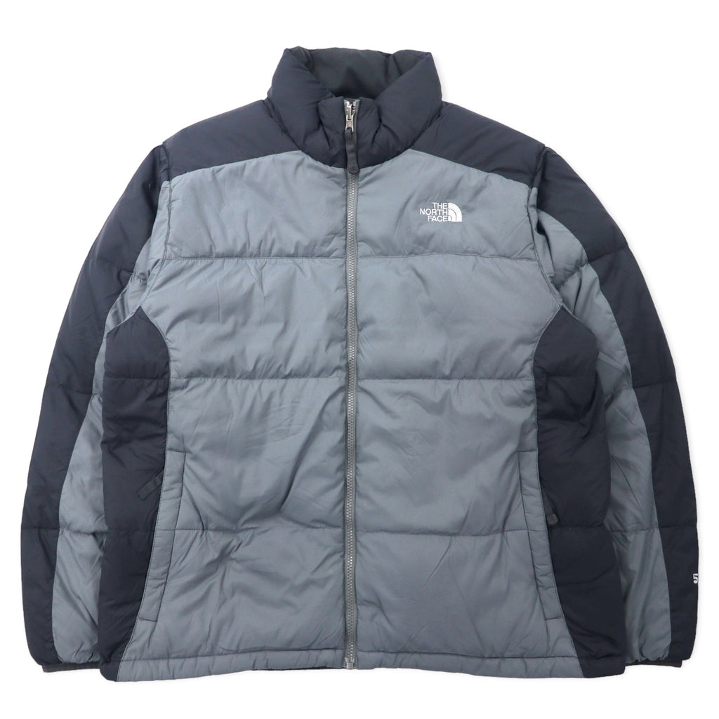日本然リトテ-古着オンライン-THE NORTH FACE ヌプシ ダウンジャケット 550フィルパワー L グレー ナイロン ロゴ刺繍-THE NORTH FACE Nupushi Puffer Jacket 550 Phil Power L Gray Nylon Logo Embroidery