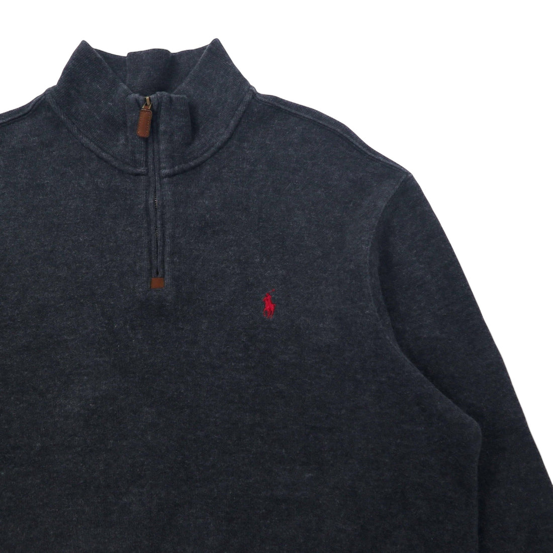 POLO RALPH LAUREN ハーフジップ スウェット XL グレー コットン スモールポニー 刺繍