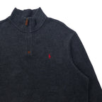 POLO RALPH LAUREN ハーフジップ スウェット XL グレー コットン スモールポニー 刺繍