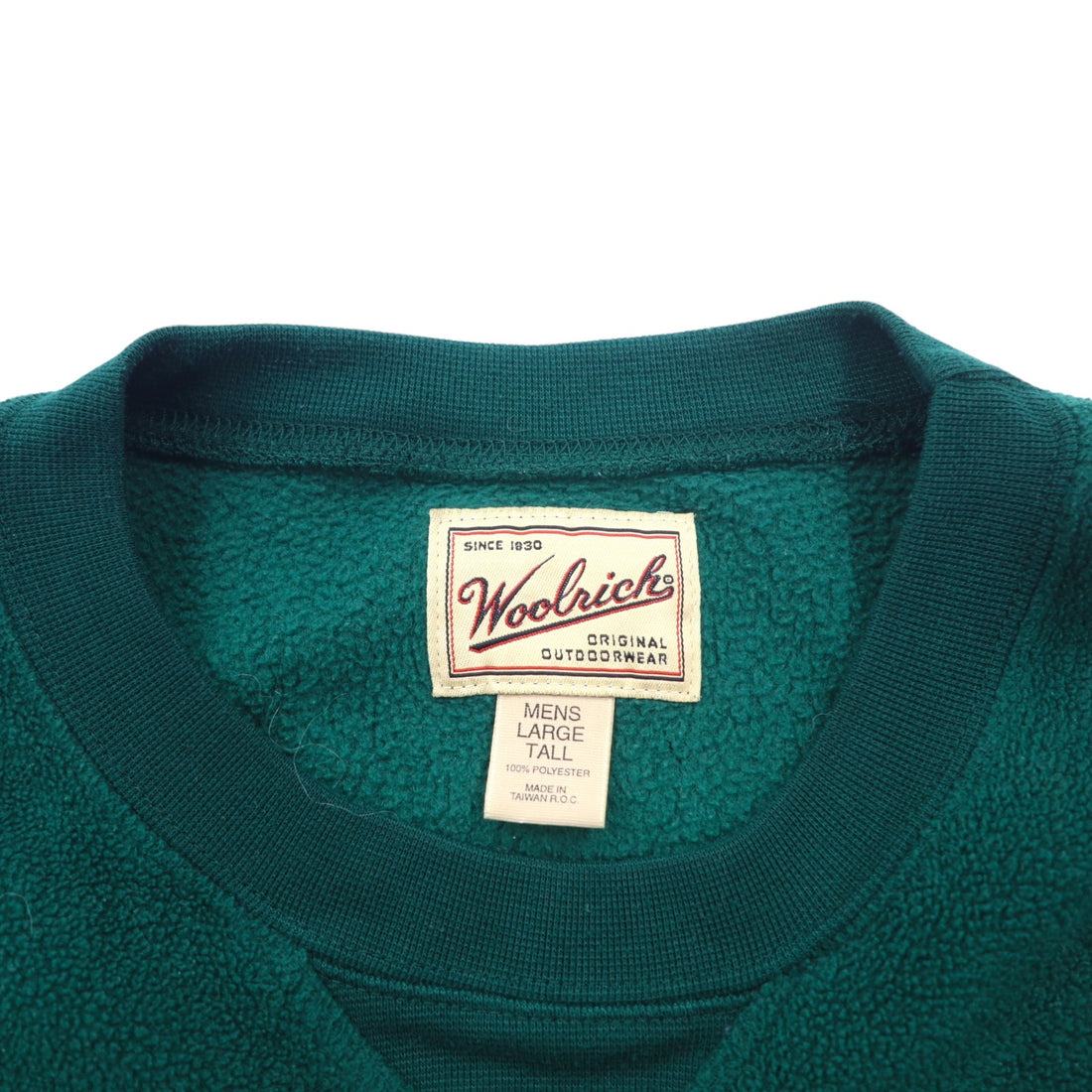 Woolrich 90s fleece sweatshirt, large, green, polyester, front V-neck