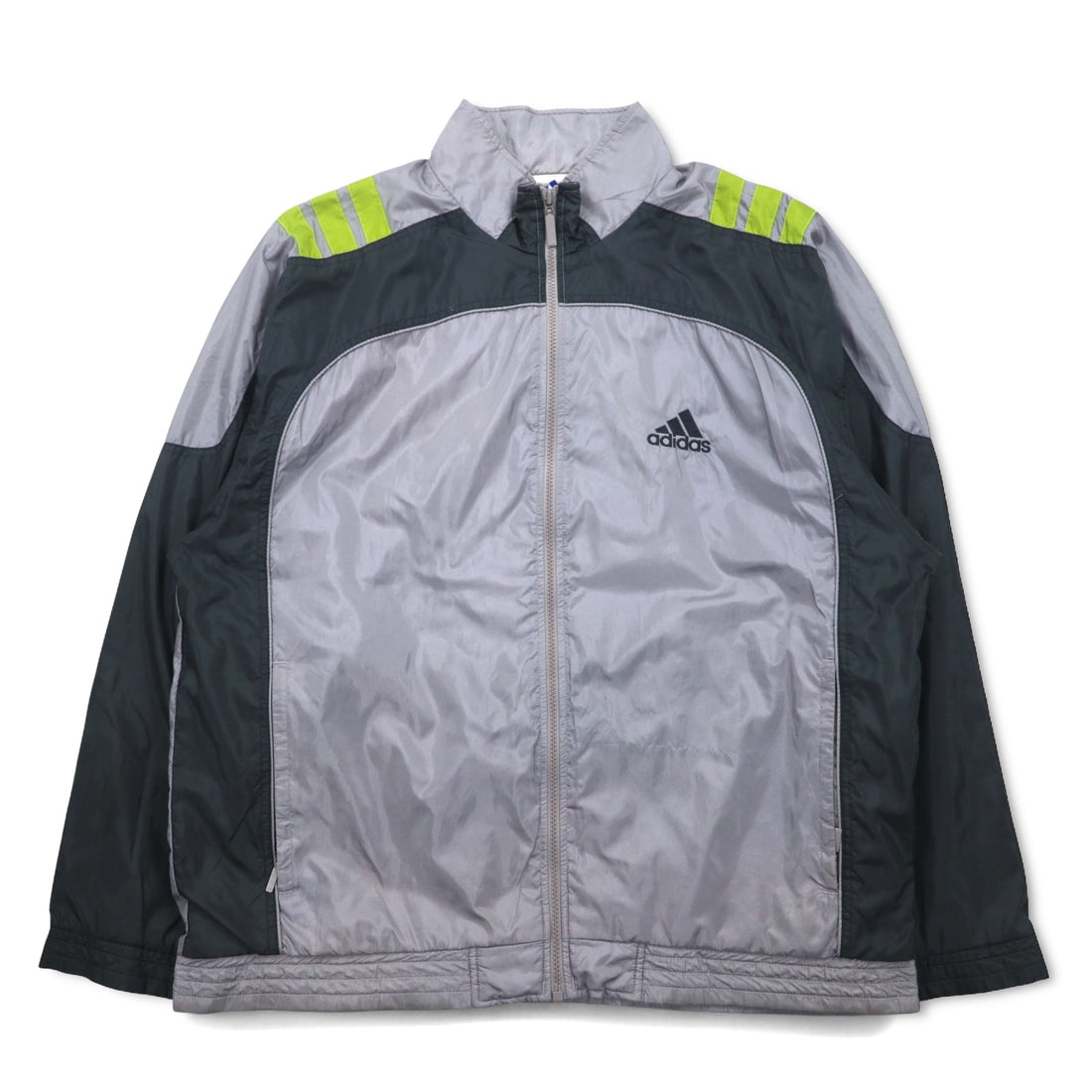 adidas 00年代 3ストライプ ナイロンジャケット トラックジャケット ジャージ XL グレー