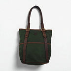 Felisi Leather-trimmed Nylon Tote Bag, Khaki, 05-57, Made in Italy