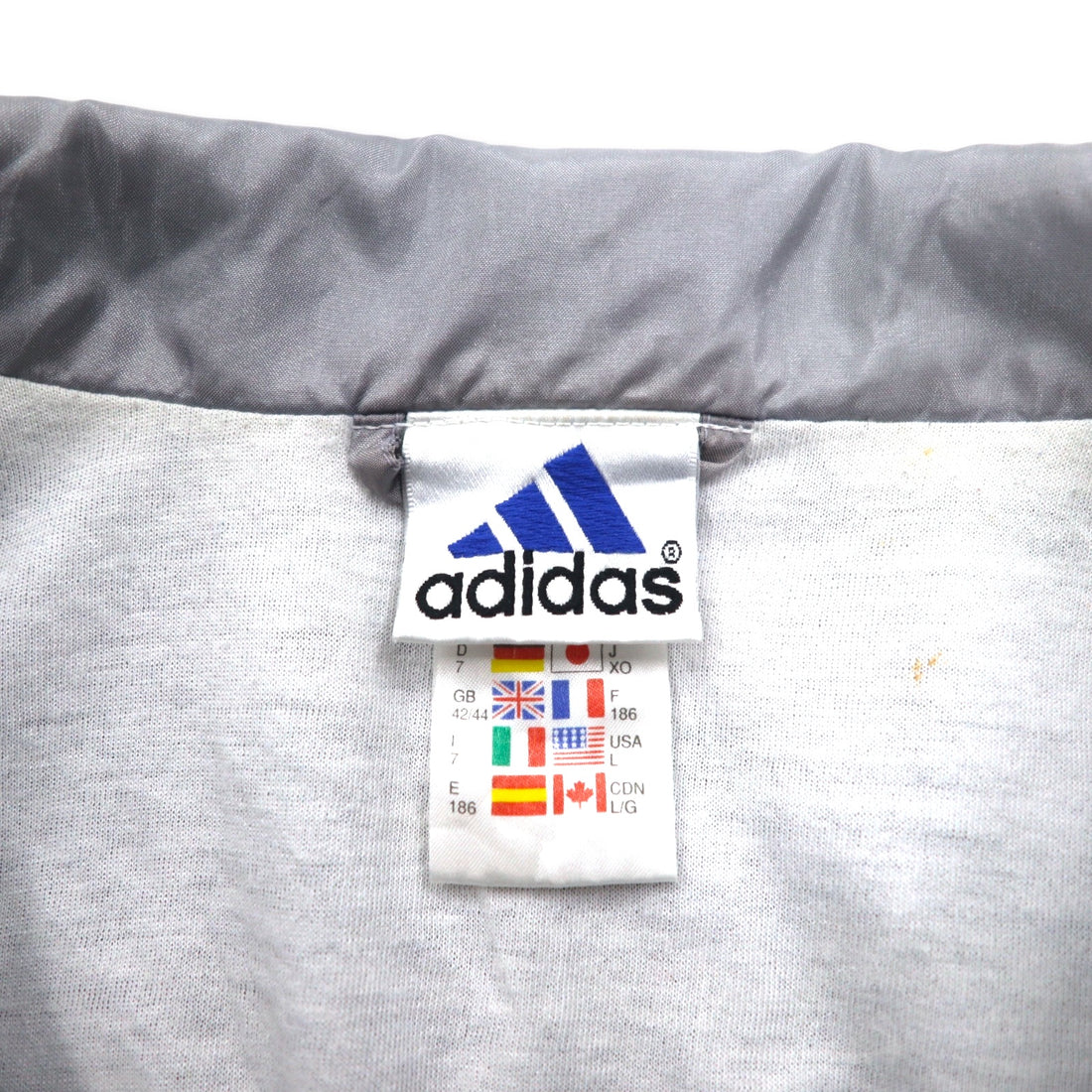 adidas 00年代 3ストライプ ナイロンジャケット トラックジャケット ジャージ XL グレー