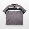 HARLEY DAVIDSON Short Sleeve Work Shirt L Gray Black Back Logo Embroidery