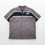 HARLEY DAVIDSON Short Sleeve Work Shirt L Gray Black Back Logo Embroidery