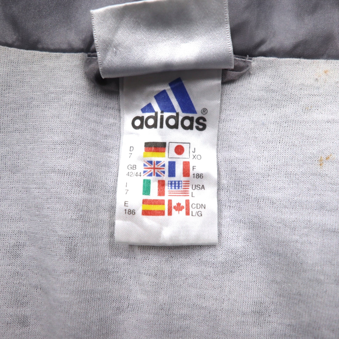 adidas 00年代 3ストライプ ナイロンジャケット トラックジャケット ジャージ XL グレー