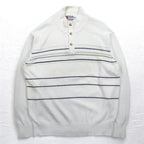 CHAPS Half Button Cotton Knit Sweater XL White Border