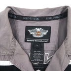 HARLEY DAVIDSON Short Sleeve Work Shirt L Gray Black Back Logo Embroidery